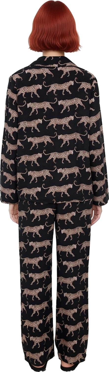 Kadın Viskon Dokuma Kaplan Desenli Pijama Takımı Fonksiyonel Dayanıklı Kaliteli Konforlu Şık