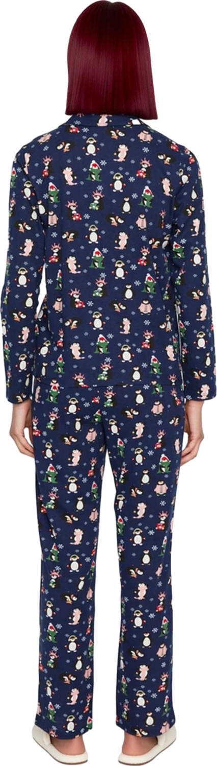 Kadın Kışlık Penguen Baskılı Pijama Takımı Fonksiyonel Dayanıklı Kaliteli Konforlu Estetik
