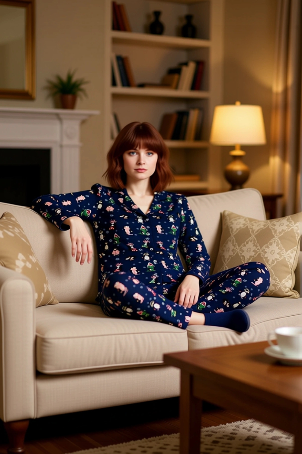 Kadın Kışlık Penguen Baskılı Pijama Takımı Fonksiyonel Dayanıklı Kaliteli Konforlu Estetik