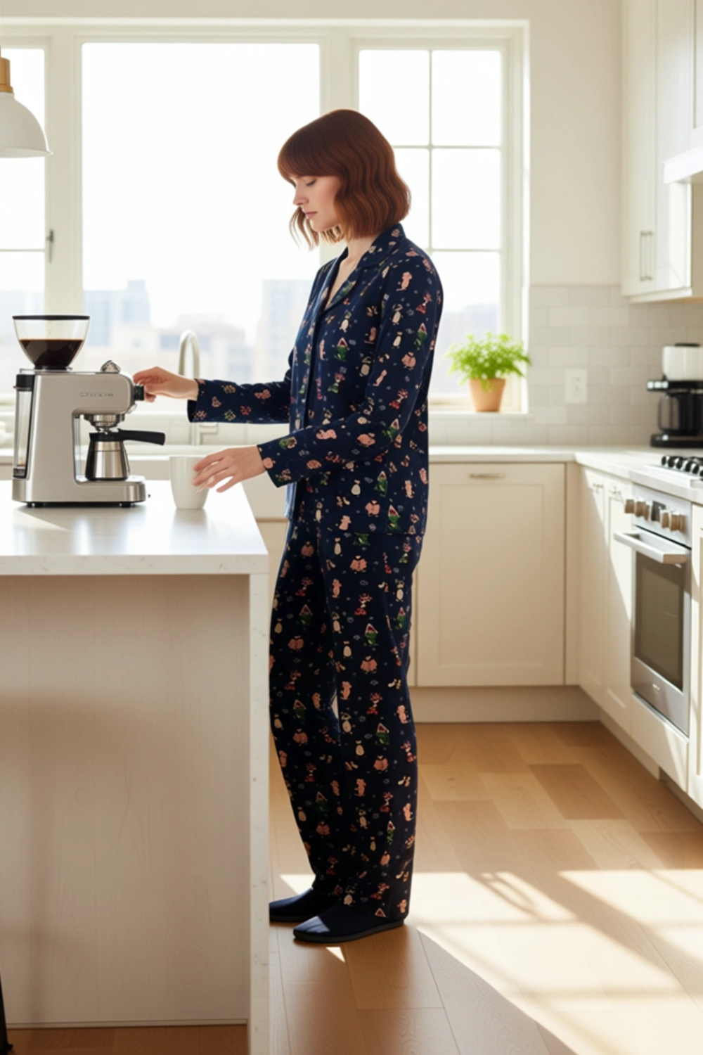 Kadın Kışlık Penguen Baskılı Pijama Takımı Fonksiyonel Dayanıklı Kaliteli Konforlu Estetik