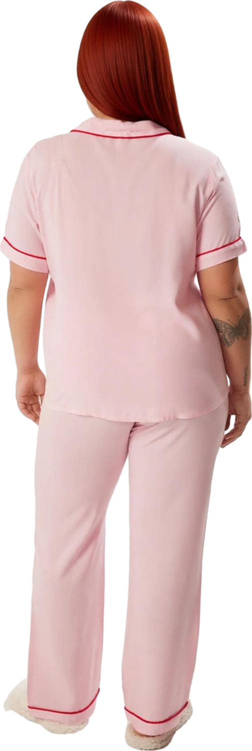 Kadin Kalp Detayli Gömlek Pantolon Pijama Seti Fonksiyonel Dayanıklı Kaliteli Konforlu Şık
