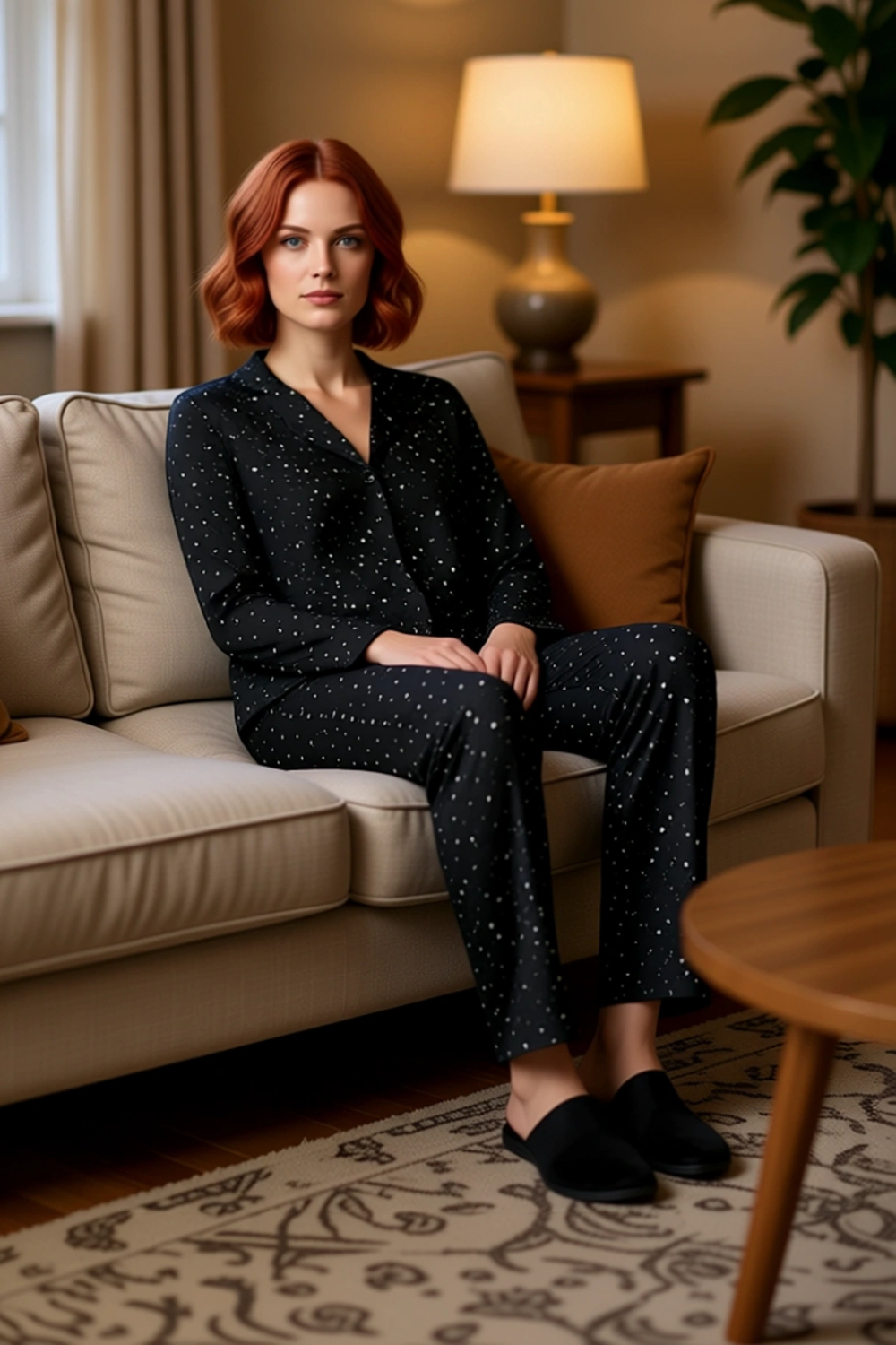 Kadın Galaksi Desenli Örme Pijama Takımı Fonksiyonel Dayanıklı Kaliteli Konforlu Estetik Şık