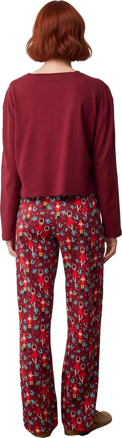 Kadın Yılbaşı Desenli Uzun Kollu Pijama Takımı Fonksiyonel Dayanıklı Kaliteli Konforlu Şık