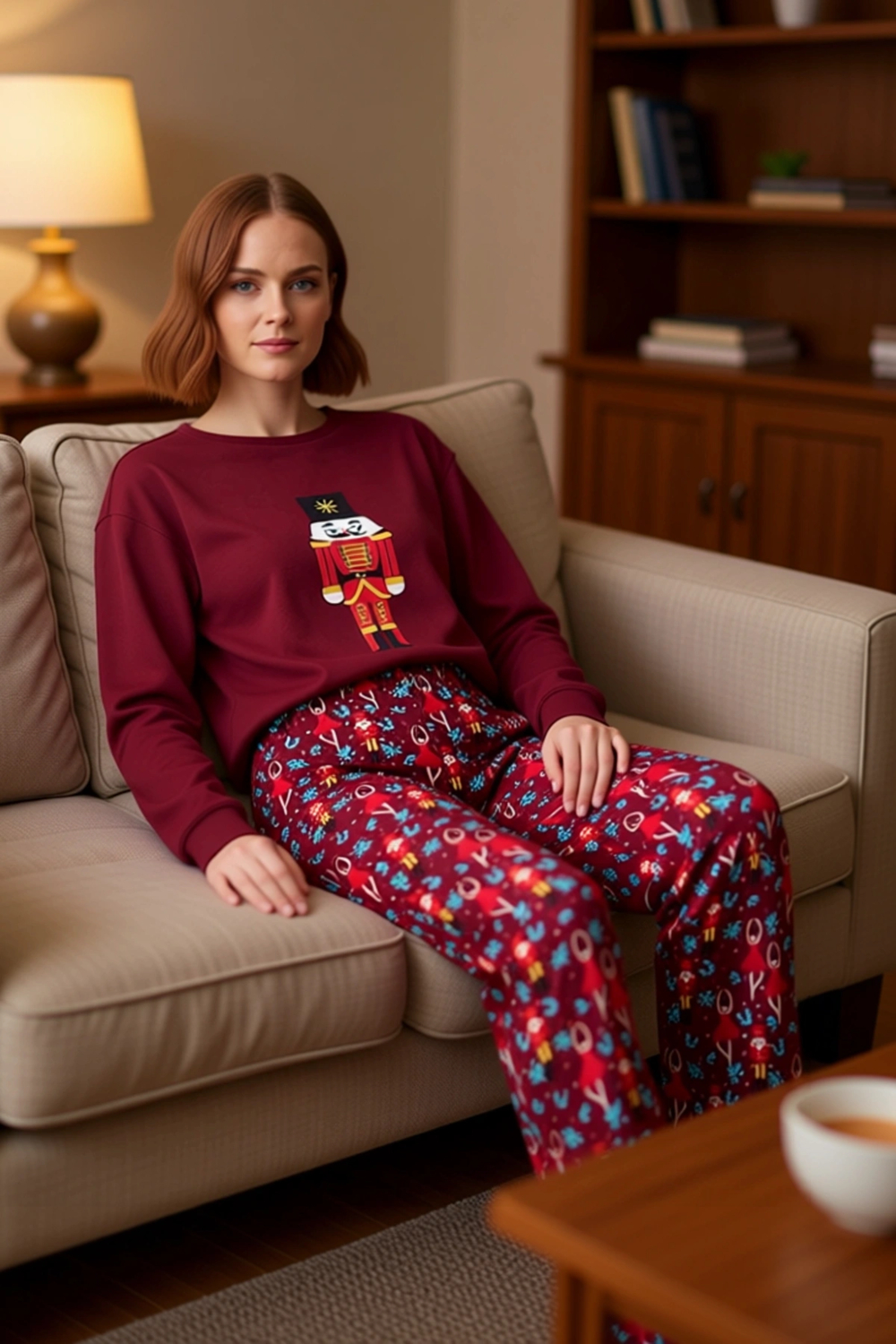 Kadın Yılbaşı Desenli Uzun Kollu Pijama Takımı Fonksiyonel Dayanıklı Kaliteli Konforlu Şık