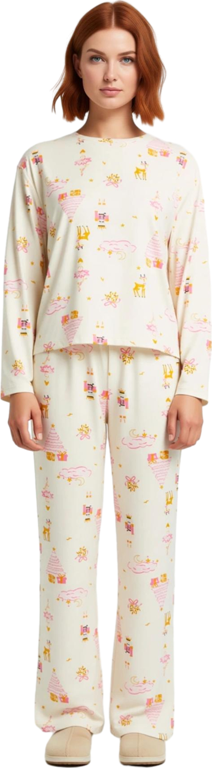 Kadin Yılbaşı Desenli Konforlu Pijama Takımı Fonksiyonel Dayanıklı Kaliteli Estetik Modern