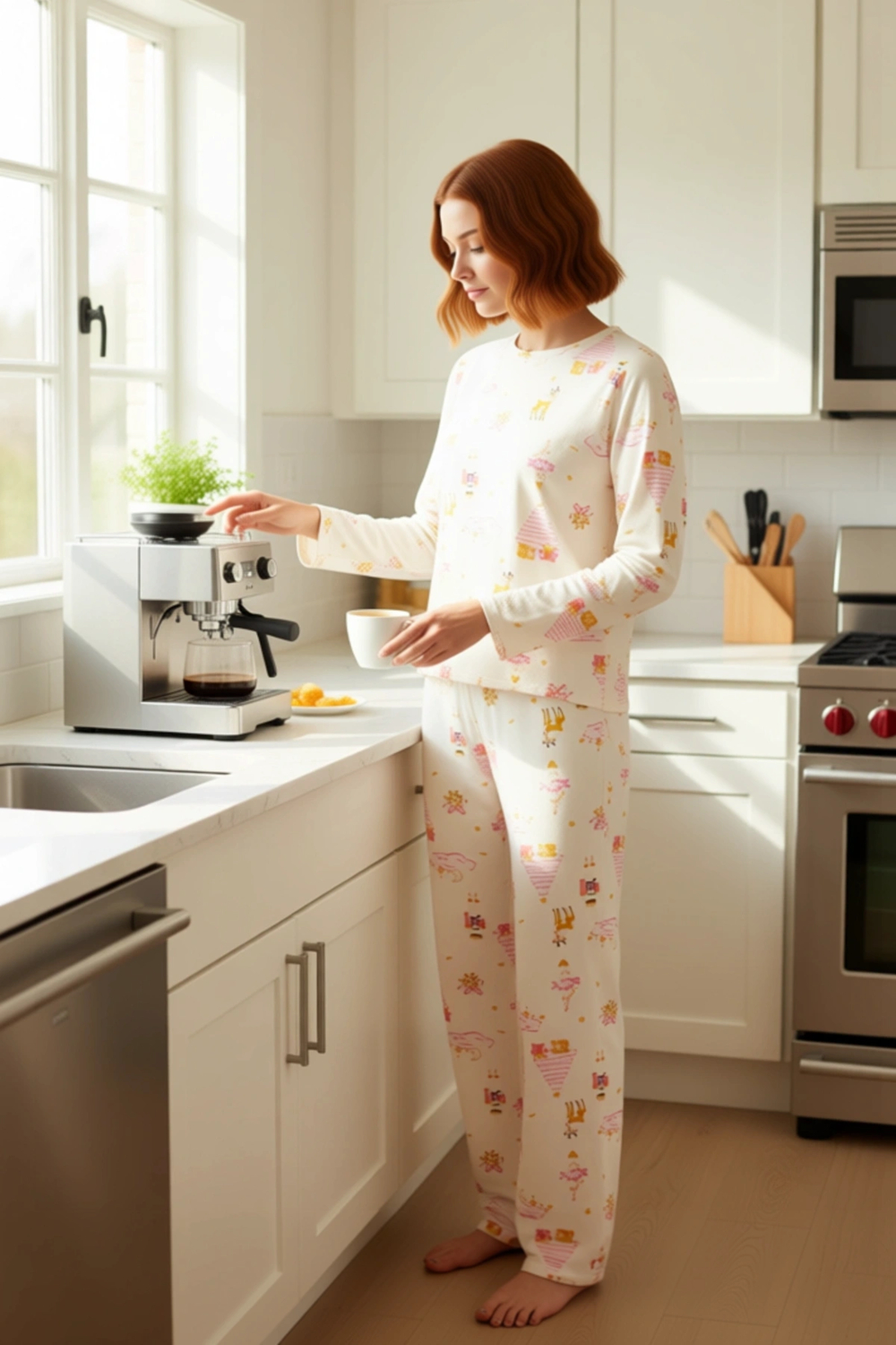 Kadin Yılbaşı Desenli Konforlu Pijama Takımı Fonksiyonel Dayanıklı Kaliteli Estetik Modern