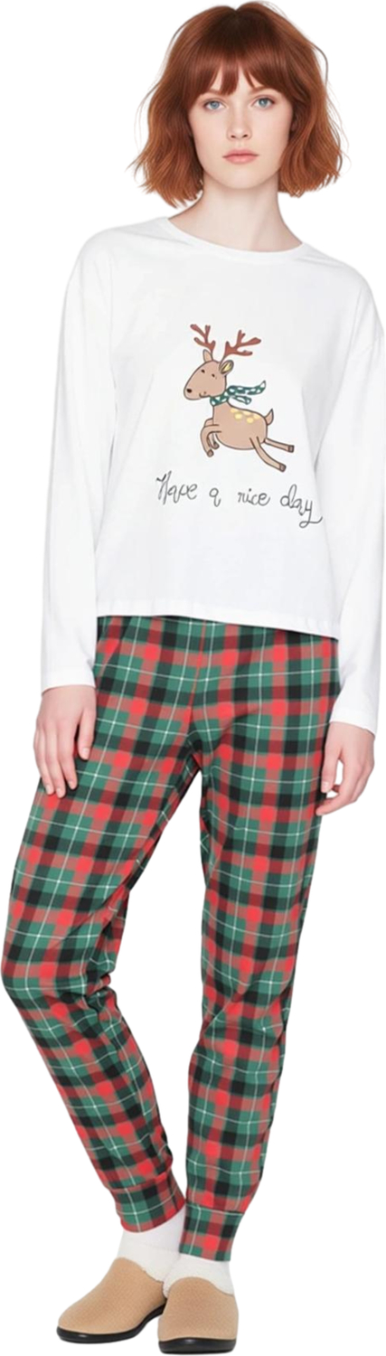 Kadın Ekose Desenli Uzun Kollu Pijama Takımı Fonksiyonel Dayanıklı Kaliteli Konforlu Rahat