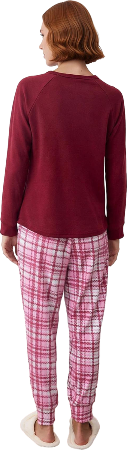 Kadın Ayıcıklı Penguen Baskılı Ekose Pijama Takımı Fonksiyonel Dayanıklı Kaliteli Konforlu