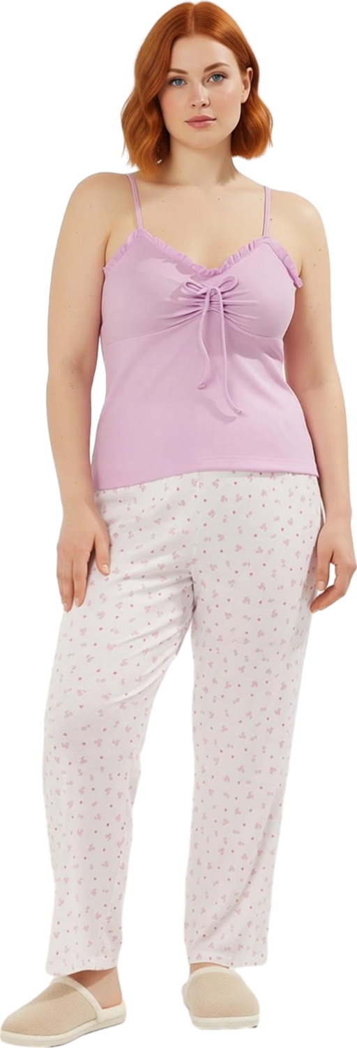 Kadın Liyosel Kiraz Desenli Atlet ve Pantolon Pijama Takımı Fonksiyonel Dayanıklı Kaliteli