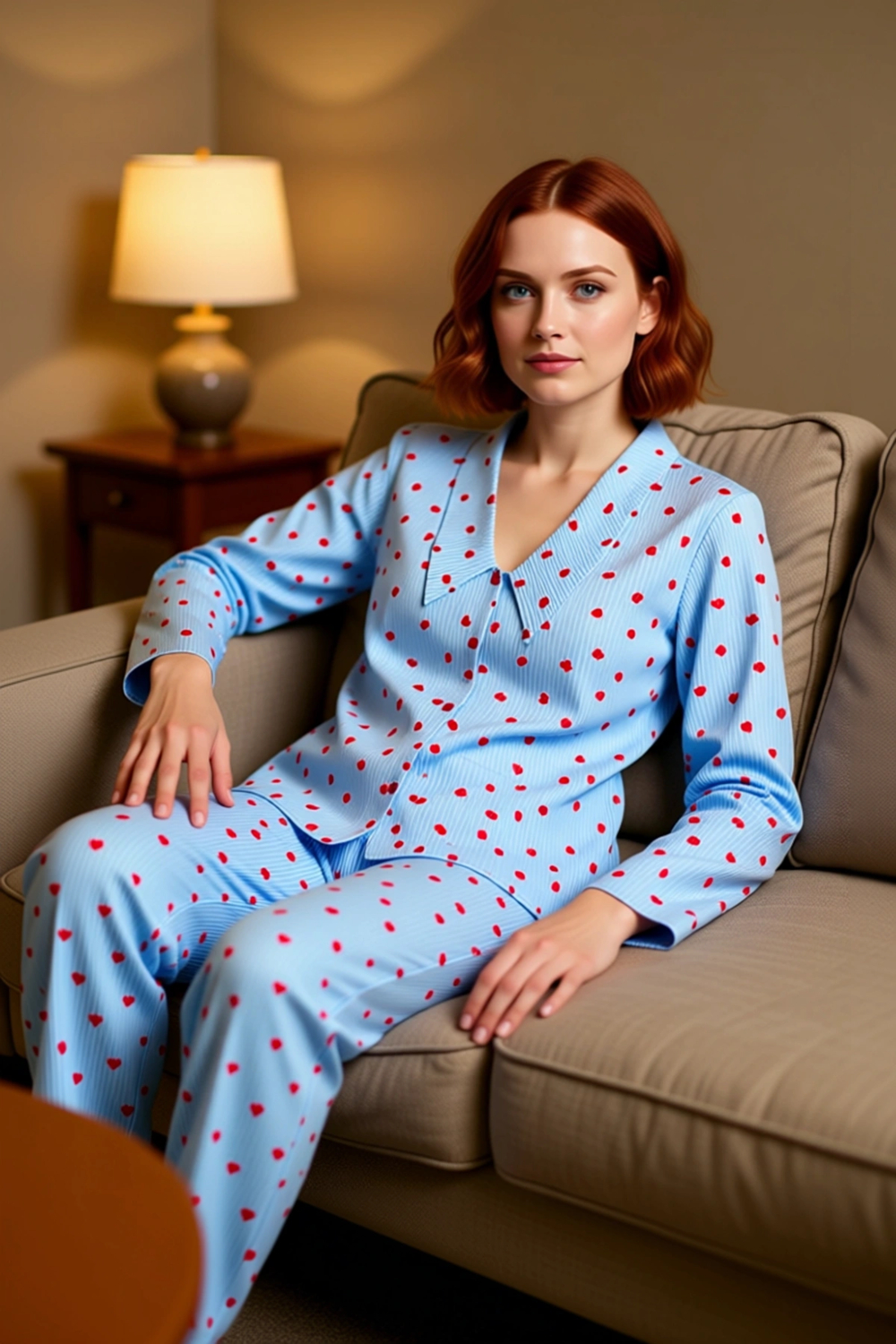 Kadın Çizgili Kalp Baskılı Pijama Takımı Fonksiyonel Dayanıklı Kaliteli Konforlu Estetik Şık
