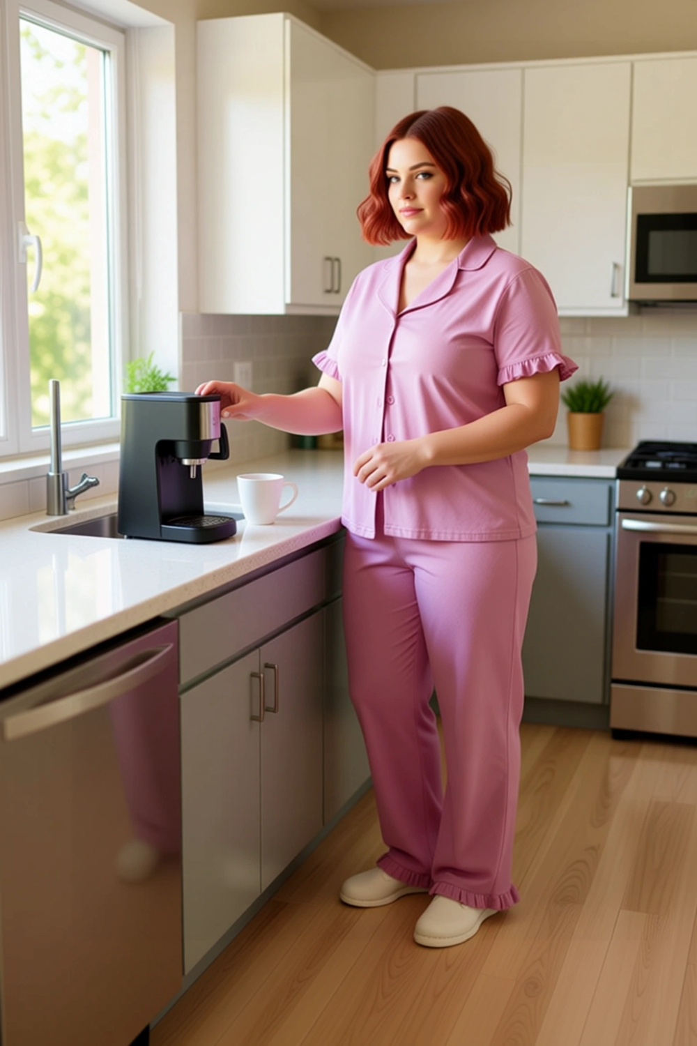 Kadın Gömlek Yaka Fırfırlı Örme Pijama Takımı Fonksiyonel Dayanıklı Kaliteli Konforlu Spor