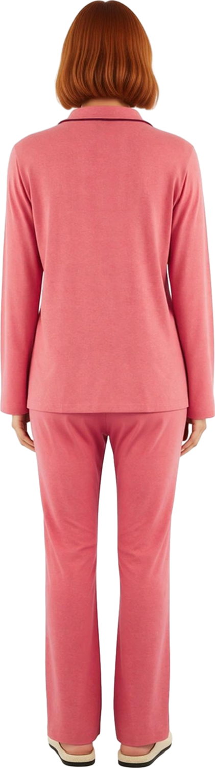 Tarz Rahat Büyük Beden Uzun Kollu Geniş Paça Panda Baskılı Örme Pijama Takımı