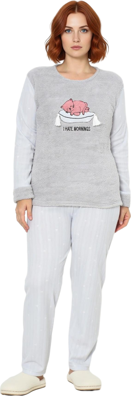 Kadın Polar Pijama Takımı Kedi Baskılı Fonksiyonel Dayanıklı Kaliteli Konforlu Estetik Şık