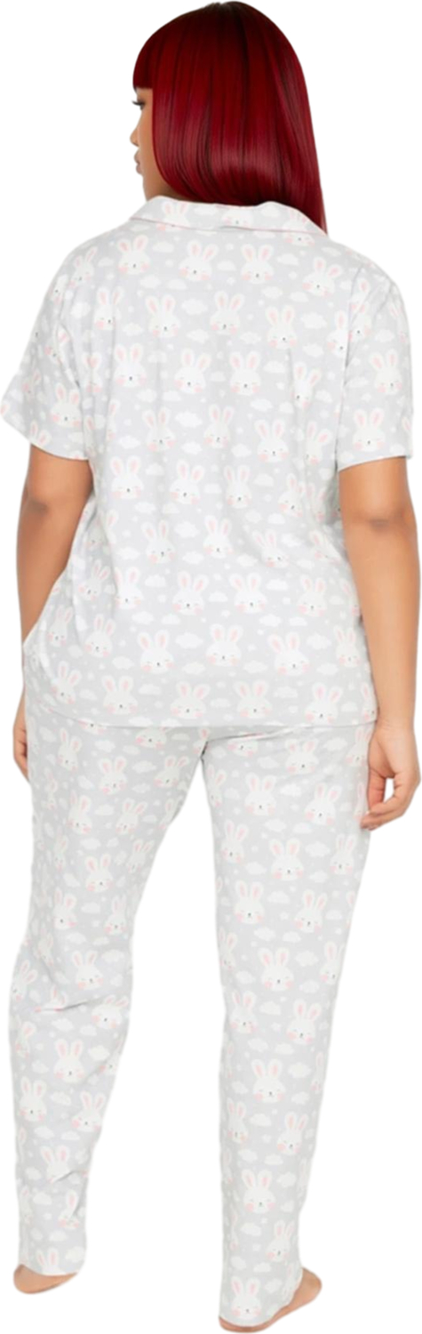 Kadın Tavşan Desenli Gömlek Pijama Takımı Fonksiyonel Dayanıklı Kaliteli Konforlu Estetik Şık
