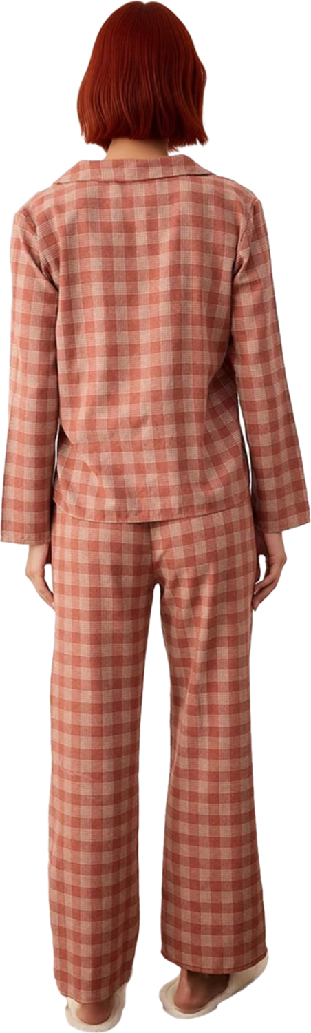 Kadın Uzun Kollu Ekose Pijama Takımı Fonksiyonel Dayanıklı Kaliteli Konforlu Estetik Rahat