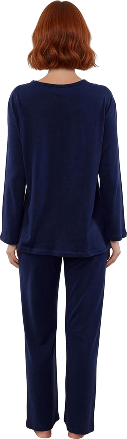 Kadın Ayıcık Baskılı Uzun Kollu Pijama Takımı Fonksiyonel Dayanıklı Kaliteli Konforlu Spor