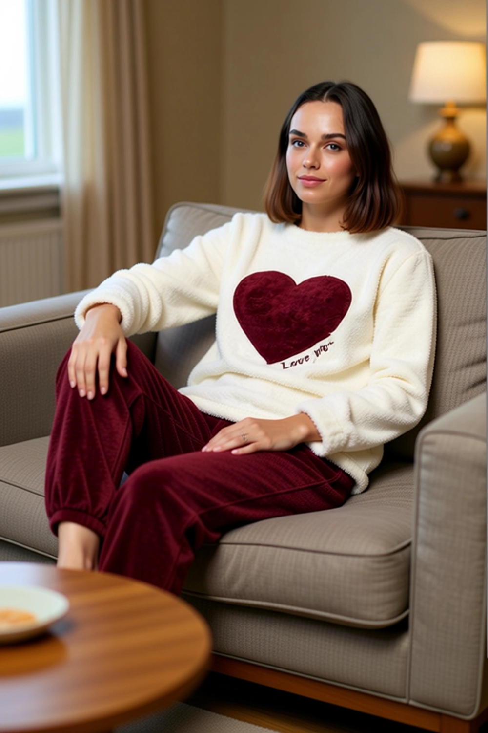 Kadın Kalp Baskılı Wellsoft Pijama Takımı Fonksiyonel Dayanıklı Kaliteli Konforlu Estetik Şık