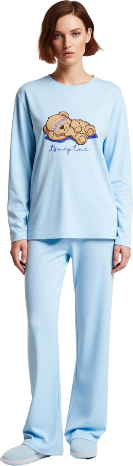 Rahat Kadın Ayıcık Temalı Pijama Takımı Fonksiyonel Dayanıklı Kaliteli Konforlu Estetik Şık