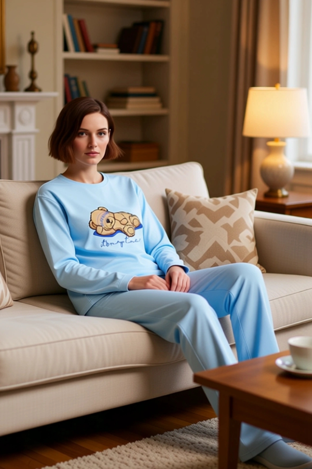 Rahat Kadın Ayıcık Temalı Pijama Takımı Fonksiyonel Dayanıklı Kaliteli Konforlu Estetik Şık