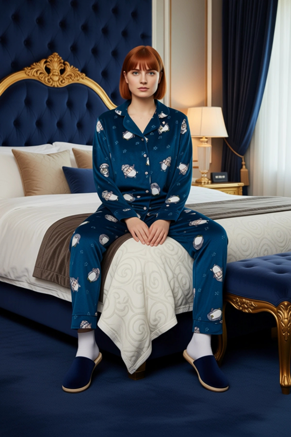 Kadın Penguen Desenli Polar Pijama Takımı Fonksiyonel Dayanıklı Kaliteli Konforlu Estetik Şık