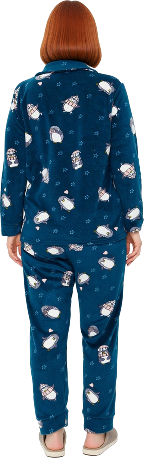 Kadın Penguen Desenli Polar Pijama Takımı Fonksiyonel Dayanıklı Kaliteli Konforlu Estetik Şık