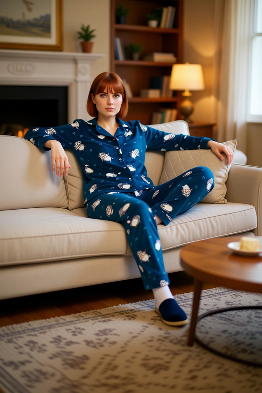 Kadın Penguen Desenli Polar Pijama Takımı Fonksiyonel Dayanıklı Kaliteli Konforlu Estetik Şık