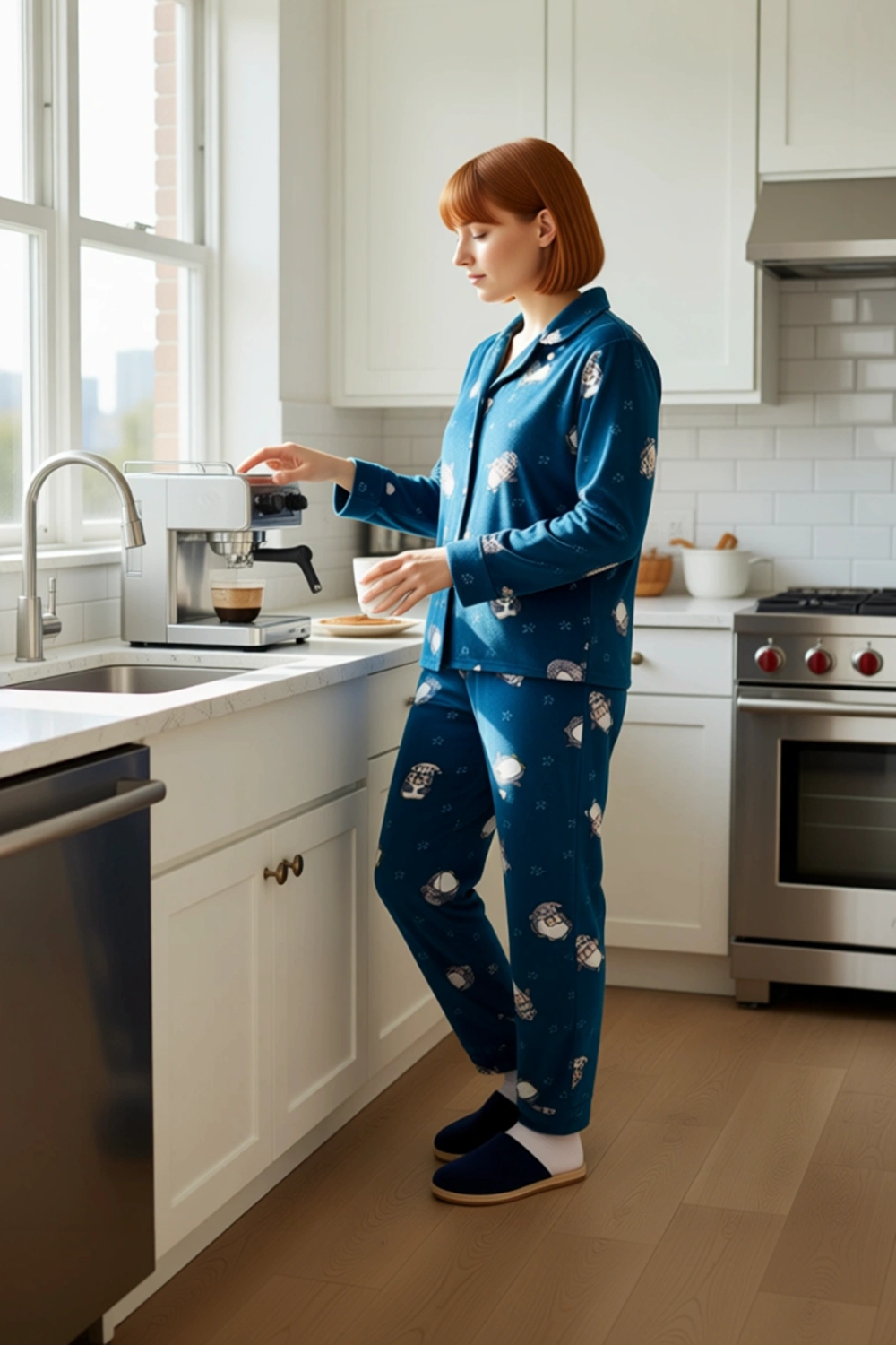 Kadın Penguen Desenli Polar Pijama Takımı Fonksiyonel Dayanıklı Kaliteli Konforlu Estetik Şık