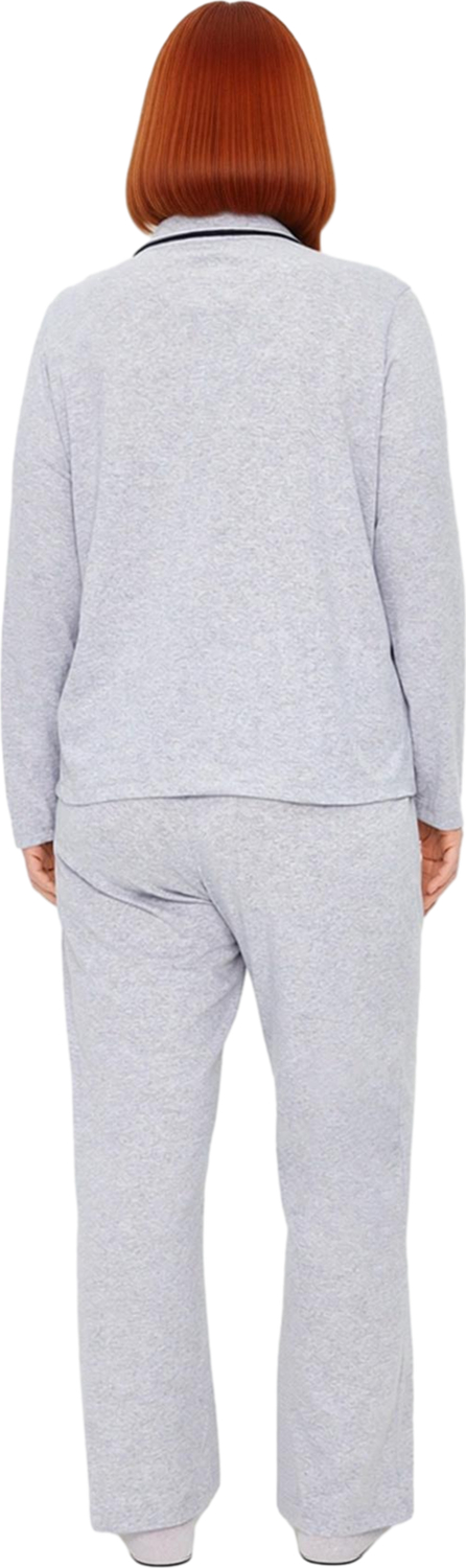 Kadın Gömlek Yaka Uzun Kollu Pijama Takımı Biye ve Cep Detaylı Fonksiyonel Dayanıklı Rahat