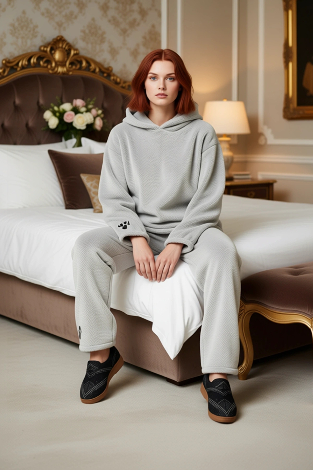 Kadın Wellsoft Ayıcık Figürlü Kapüşonlu Pijama Takımı Fonksiyonel Dayanıklı Kaliteli Rahat