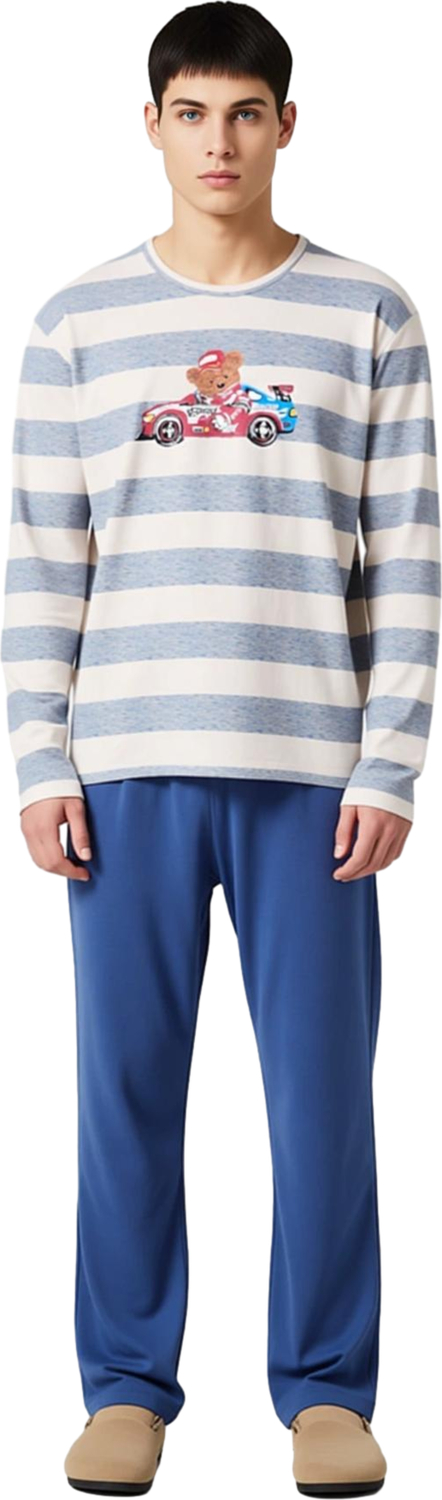 Cool Ayıcık Yarışçı Baskılı Regular Kesim Pijama Takımı Erkek Fonksiyonel Dayanıklı Modern