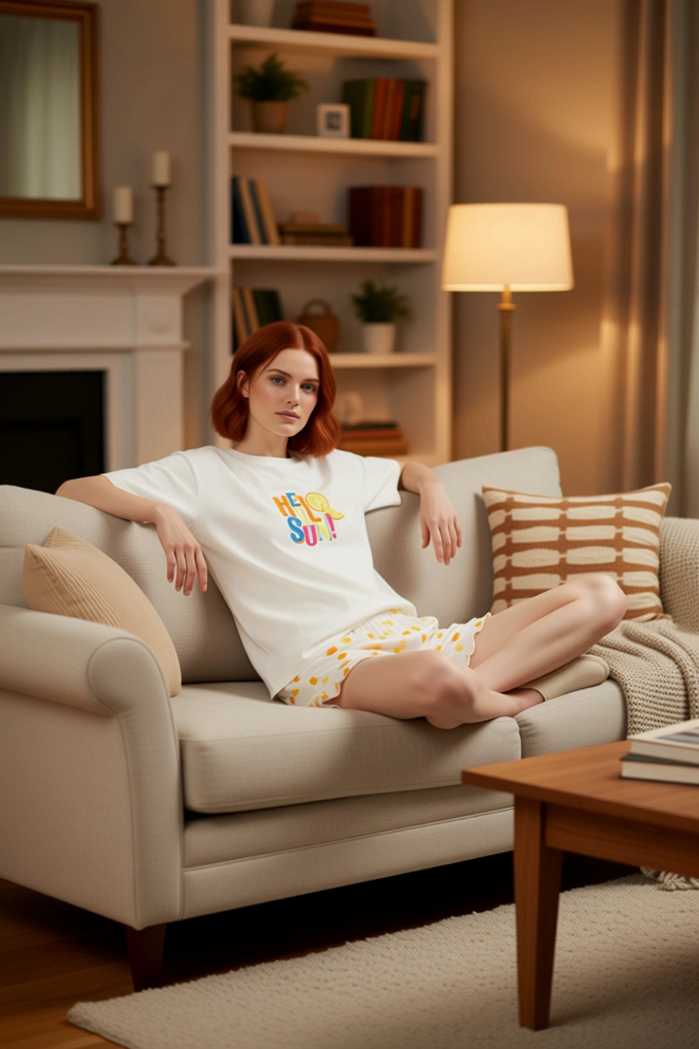 Kadın Meyve Baskılı Volanlı Şortlu Pijama Takımı Fonksiyonel Dayanıklı Kaliteli Konforlu Şık
