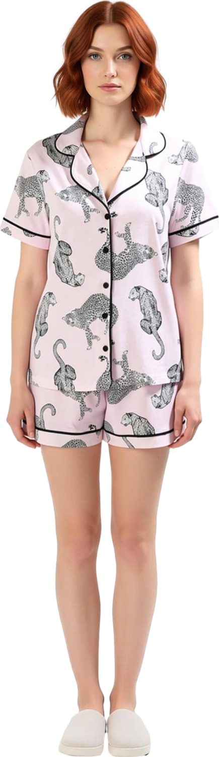 Kız Çocuk Kaplan Baskılı Pijama Takımı Kısa Kollu Fonksiyonel Dayanıklı Kaliteli Konforlu Şık