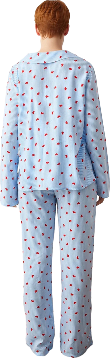 Kadın Gömlek Yaka Çizgili Pijama Takımı Fonksiyonel Dayanıklı Kaliteli Konforlu Estetik Şık