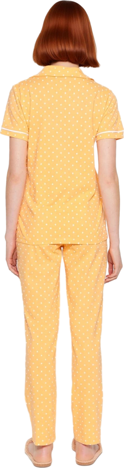 Kadın Kısa Kollu Puantiye Detaylı Pijama Takımı Fonksiyonel Dayanıklı Kaliteli Konforlu Şık