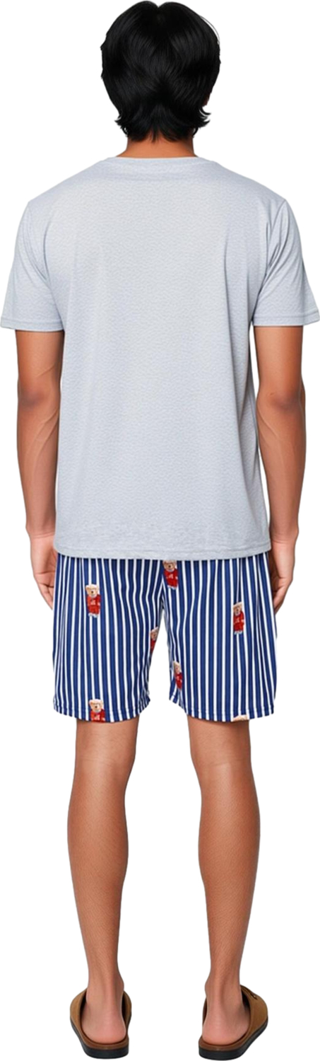 Erkek Ayıcık Desenli Bisiklet Yaka Şortlu Pijama Takımı Fonksiyonel Dayanıklı Kaliteli Şık