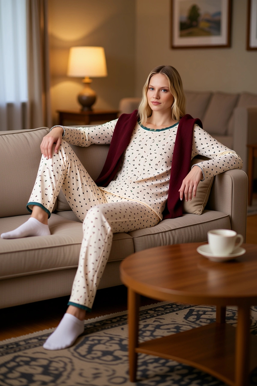 Kadın Çiçek Baskılı Pijama Takımı Dantel Detaylı Fonksiyonel Dayanıklı Kaliteli Konforlu Şık