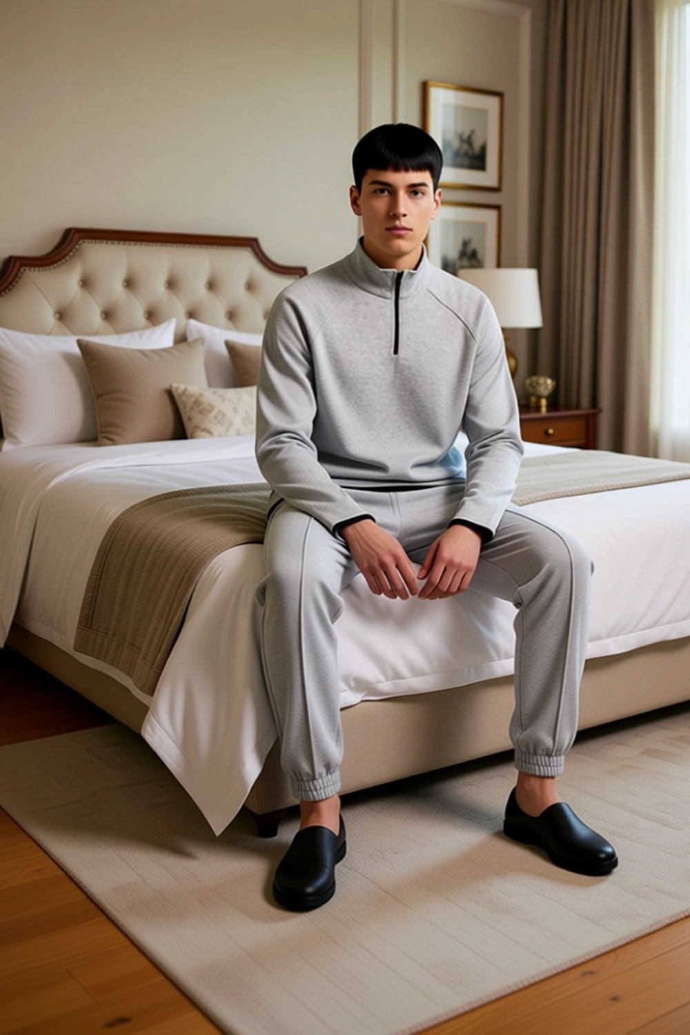 Kadin Ottoman Dokulu Fermuarli Sweatshirt ve Pantolon Ev Giyim Takımı Fonksiyonel Kaliteli