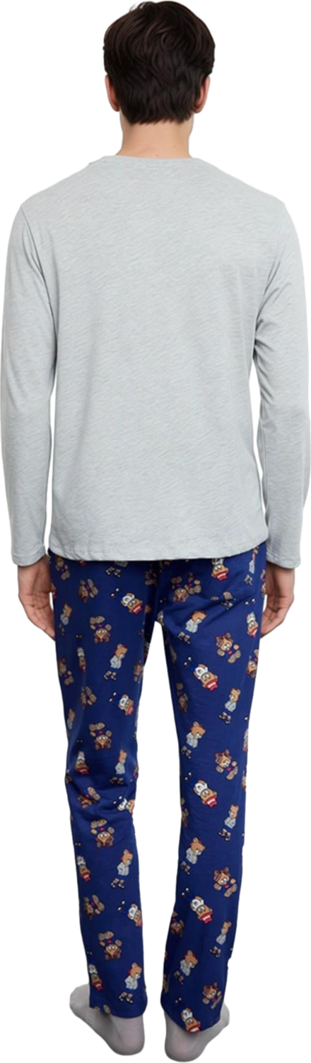 Erkek Uzun Kollu Ayıcık Baskılı Pijama Seti Fonksiyonel Dayanıklı Kaliteli Konforlu Modern