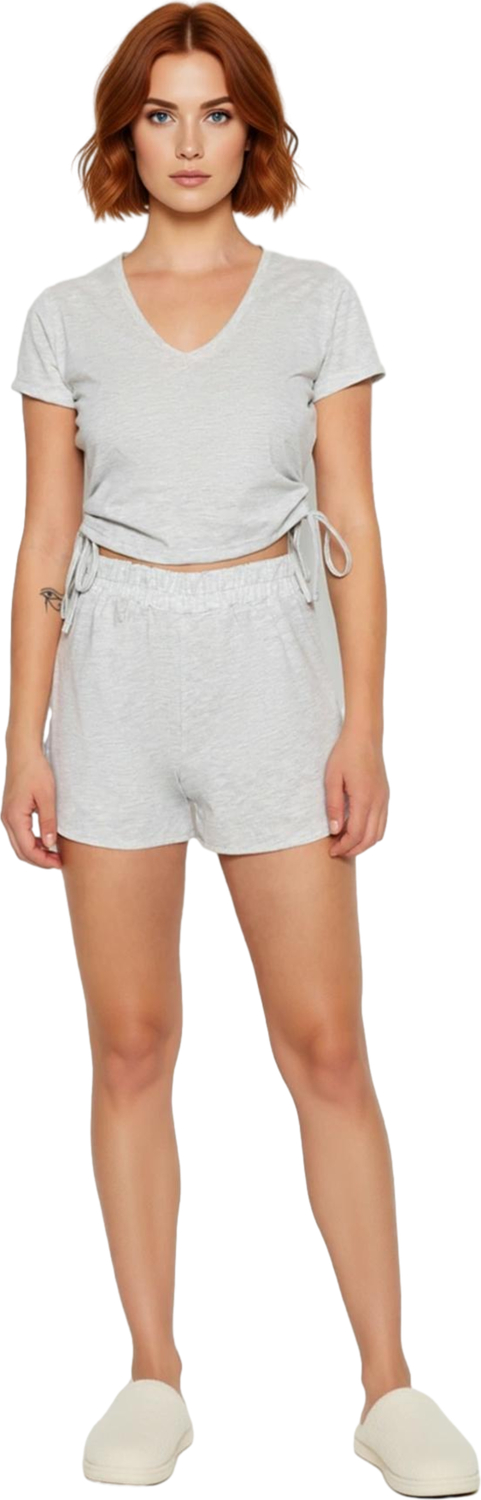 Kadın Örme Pijama Takımı V Yaka Büzgülü Detaylı Fonksiyonel Dayanıklı Kaliteli Konforlu Şık