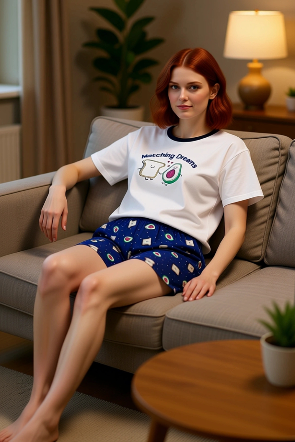 Kadın Çift Baskılı %100 Pamuklu Şortlu Pijama Takımı Fonksiyonel Dayanıklı Kaliteli Modern