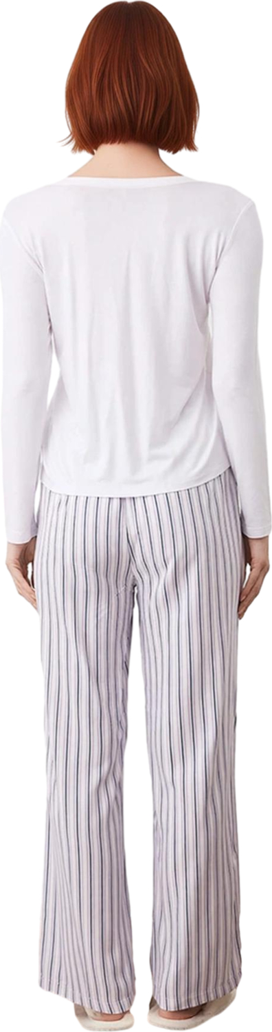 Kadın Viskon Çizgili Pijama Takımı Ev Kıyafeti Düğmeli Üst Fonksiyonel Dayanıklı Kaliteli Şık