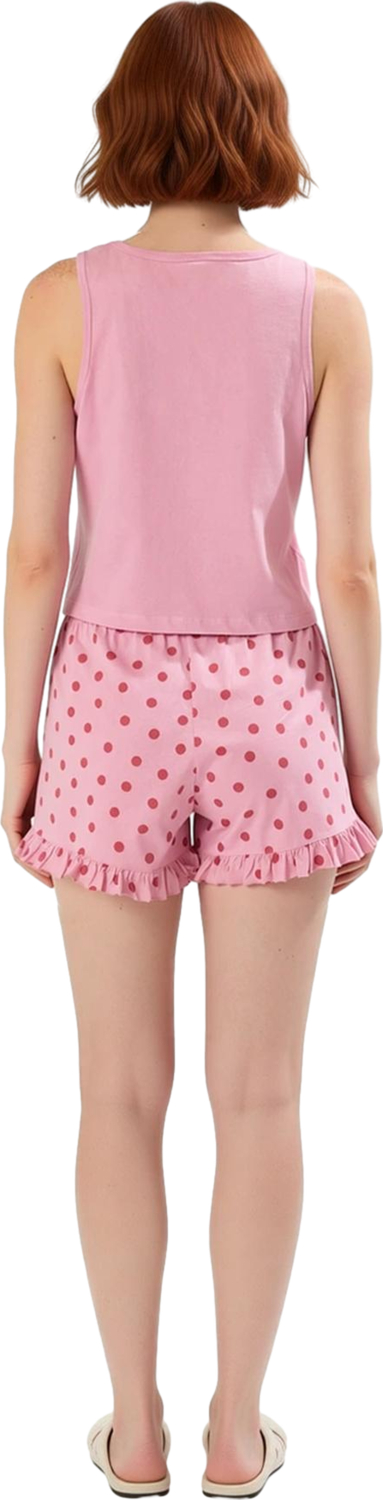Kadin Puantiye Kedi Desenli Pijama Seti Fonksiyonel Dayanıklı Kaliteli Konforlu Estetik Şık