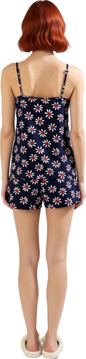 Kadın Kolsuz V Yaka Çiçek Baskılı Pijama Takımı Fonksiyonel Dayanıklı Kaliteli Konforlu Şık