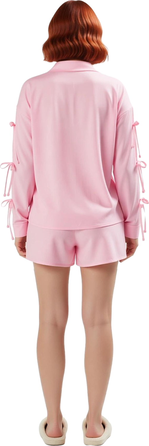 Kadın Viskoza Bağcıklı Detaylı Pijama Takımı Fonksiyonel Dayanıklı Kaliteli Konforlu Rahat