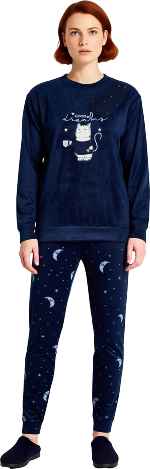 Kadın Polar Pijama Takımı Kedi Desenli Fonksiyonel Dayanıklı Kaliteli Konforlu Estetik Şık