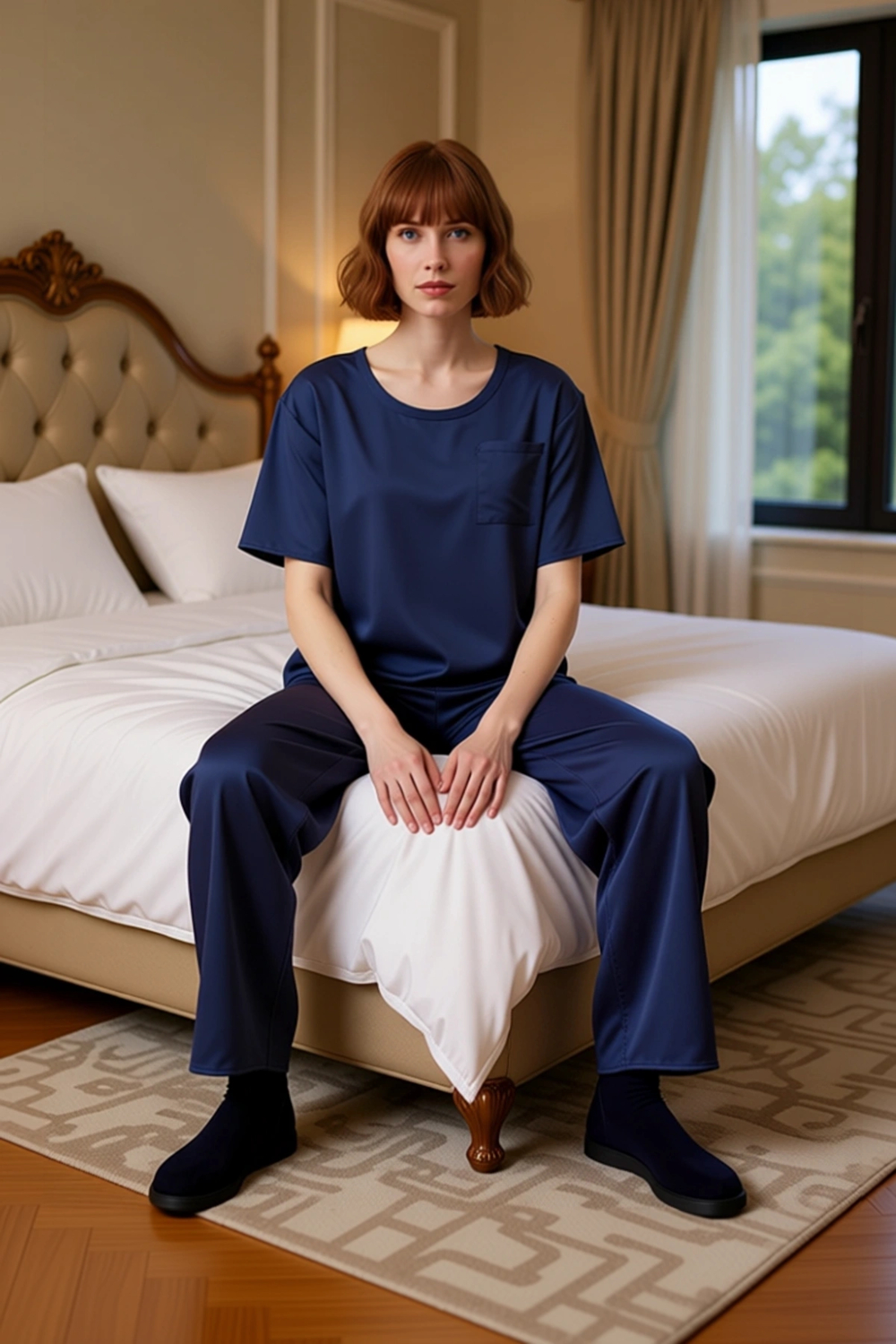 Kadın Saten Pijama Takımı Bisiklet Yaka Uzun Kol Fonksiyonel Dayanıklı Kaliteli Konforlu Şık