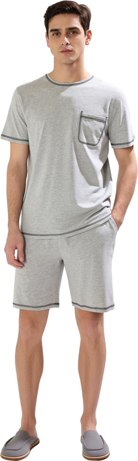 Erkek Bisiklet Yaka Kısa Kollu Örme Pijama Takımı Fonksiyonel Dayanıklı Kaliteli Konforlu Şık