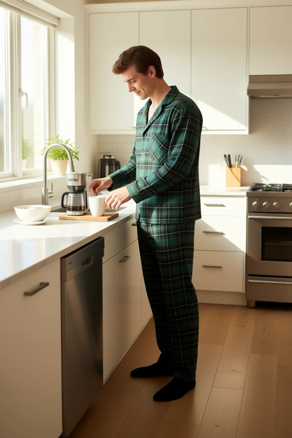 Erkek Flanel Ekose Pijama Takımı Gömlek ve Pantolon Fonksiyonel Dayanıklı Kaliteli Estetik