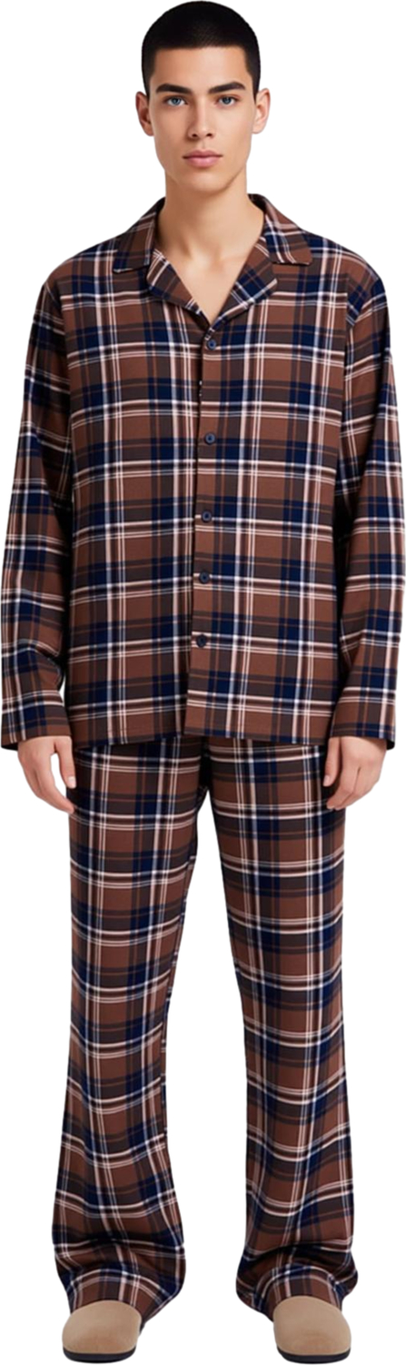 Erkek Ekose Pijama Takımı Gömlek Yaka Uzun Kollu Fonksiyonel Dayanıklı Kaliteli Konforlu Şık