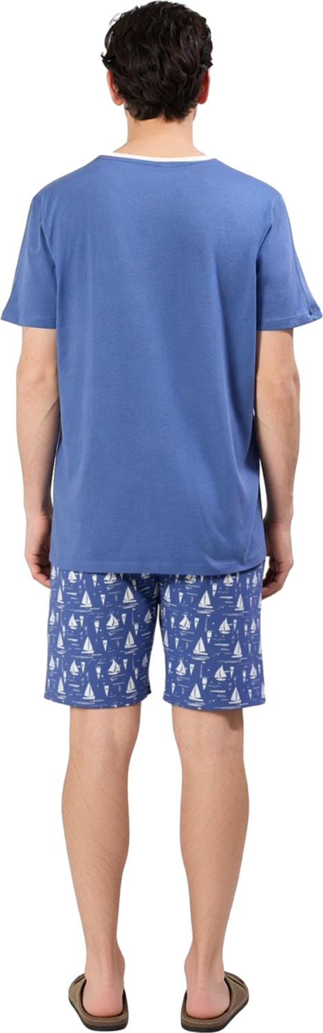 Erkek Yelkenli Baskılı Kısa Kollu Pijama Takımı Fonksiyonel Dayanıklı Kaliteli Konforlu Şık